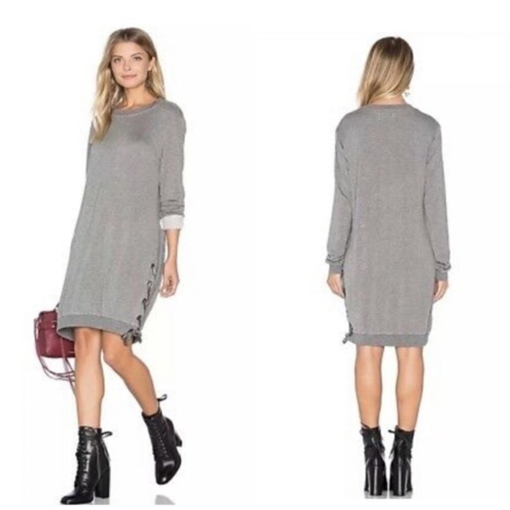 Cloth & Stone Lace Up Side Sweatshirt Dress‎ Tunic Super Soft Cozy Sweater Dress